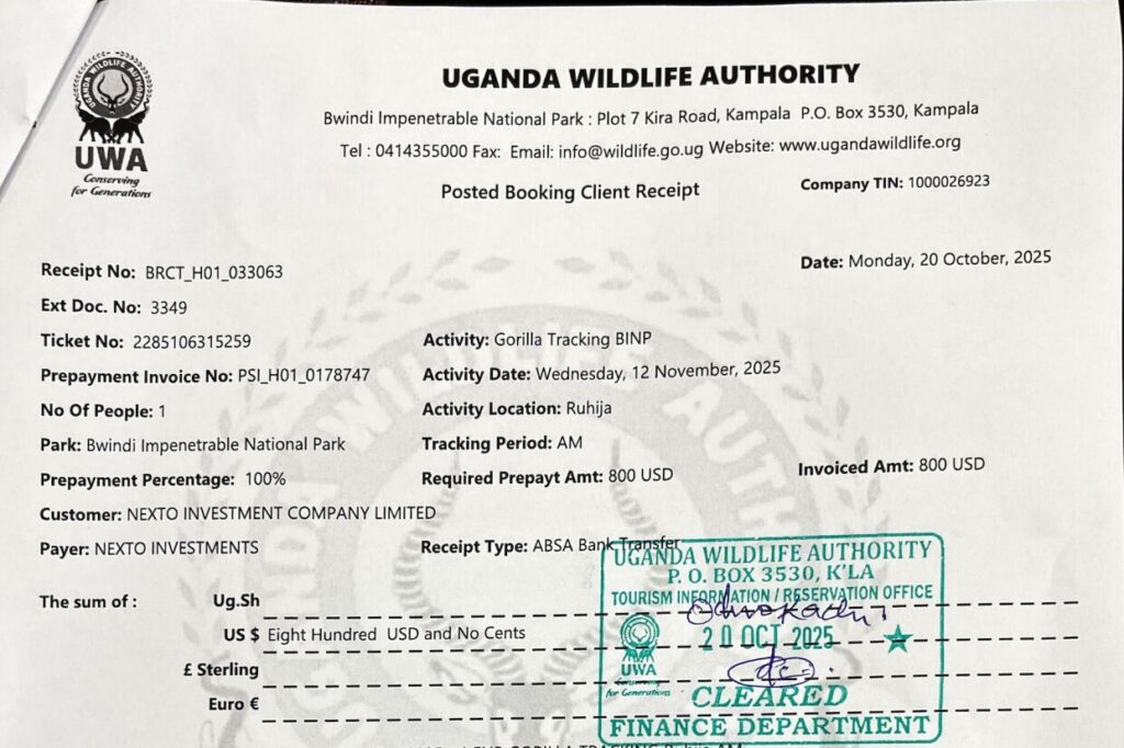 How to Book Gorilla trekking Permits – A Gorilla trekking permit is simply a document that allows you to spend one hour with the Gorillas and it can only be obtained through a registered Tour Company in either Uganda or Rwanda, or through Uganda Wildlife Authority (UWA) for the case of Uganda and Rwanda Tourism Board (RTB) for the case of Rwanda.