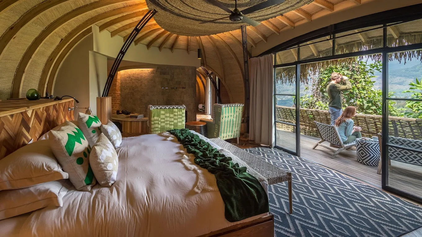 Luxury room interior at Wilderness Bisate Lodge for honeymooners