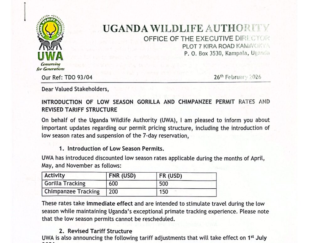 Gorilla and Chimpanzee Permit Rates 2026
