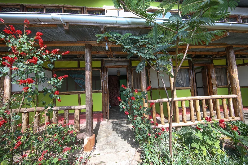 Front view of Bwindi Backpackers Lodge