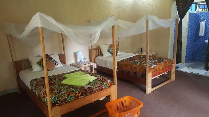 Guest beds at Bwindi Community Homestay