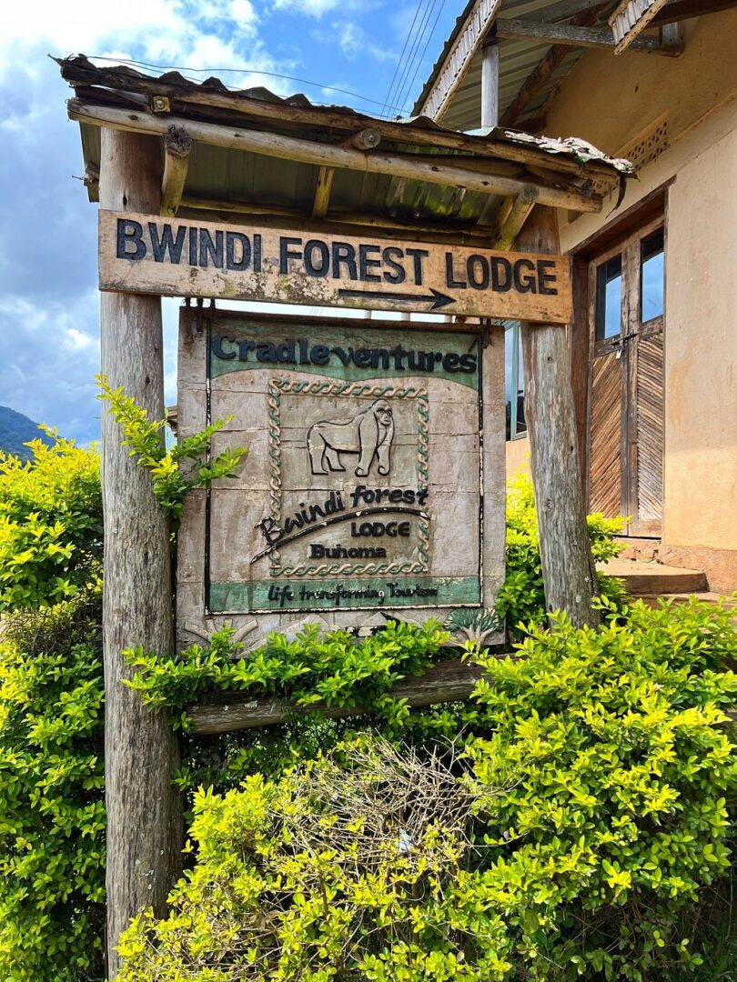 Bwindi Forest Lodge signpost in Buhoma sector