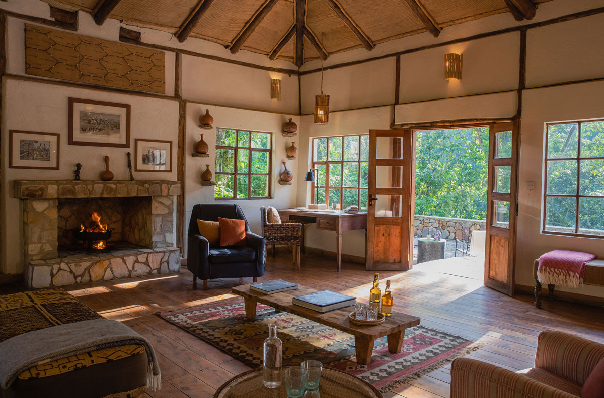 Interior lounge at Bwindi Lodge Uganda