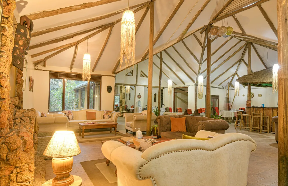 Living room lounge at Gorilla Safari Lodge