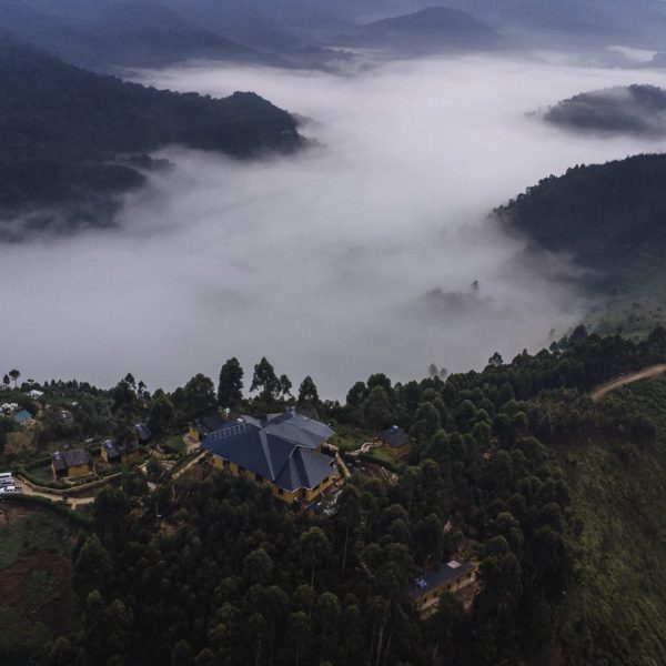 Aerial view of Kaara Gorilla Mountain Lodge Bwindi