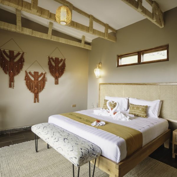 Luxury bedroom at Kaara Gorilla Mountain Lodge Bwindi