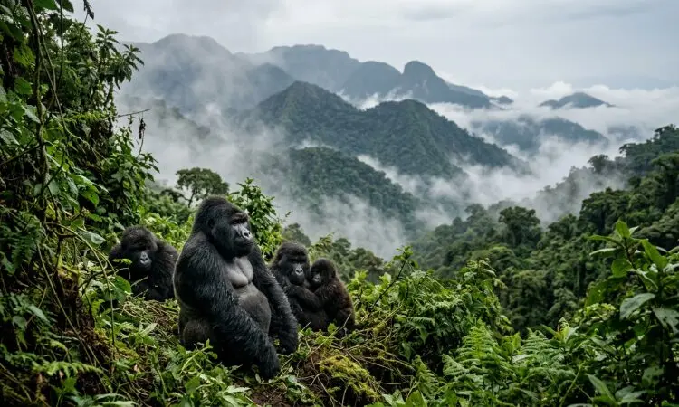 Mountain Gorilla in Bwindi Impenetrable Forest Uganda on a luxury gorilla trekking honeymoon