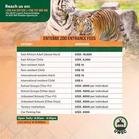 Entebbe Zoo Entrance Fee Uganda Wildlife Conservation Education Centre