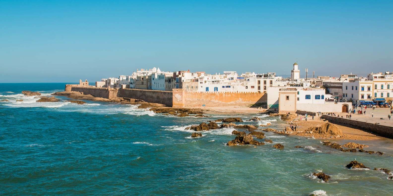 Essaouira is a beautiful coastal city known for its historic charm, relaxed atmosphere, and stunning Atlantic Ocean views. The city features ancient 