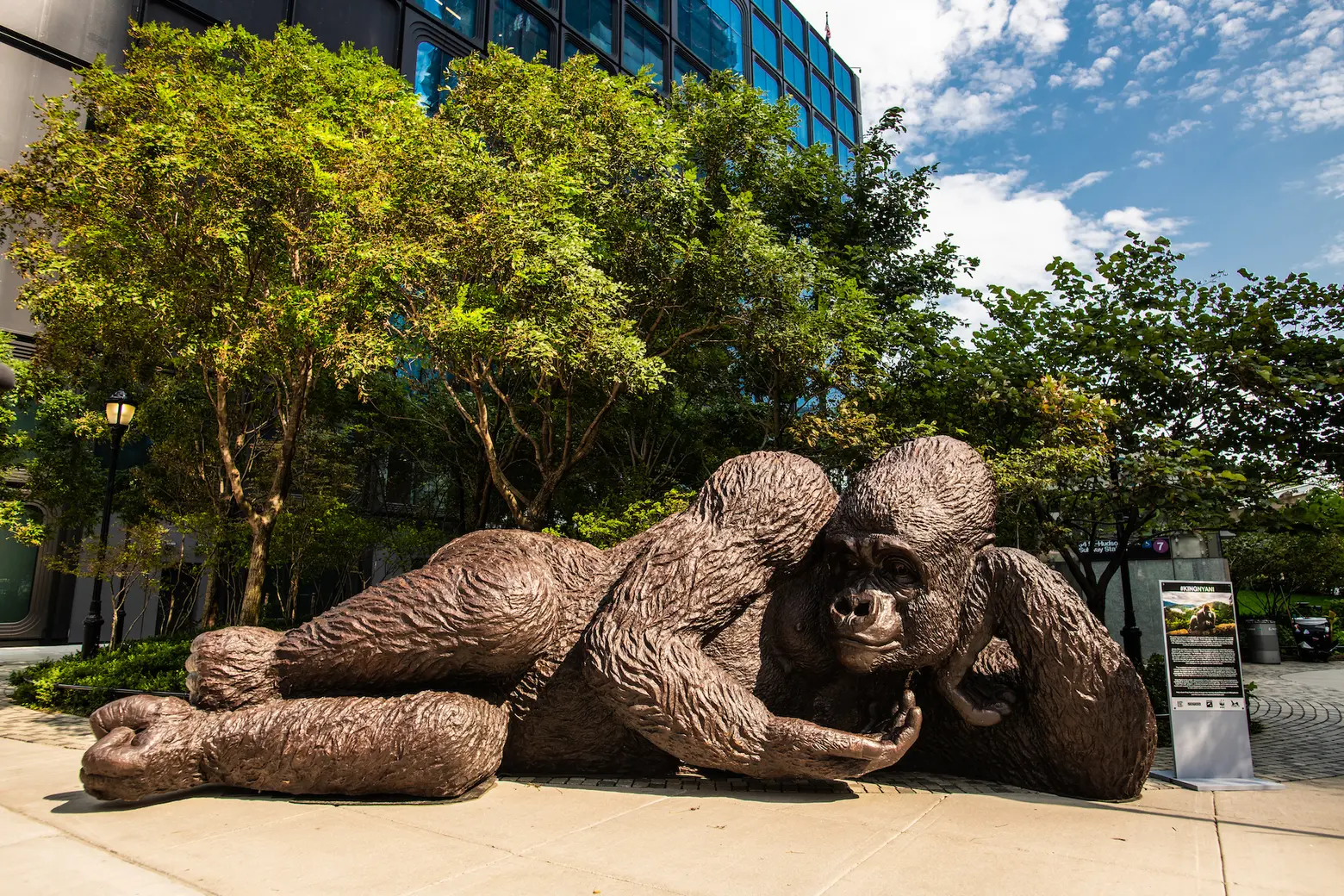 Gorilla Sculpture in New York Hudson Yards Wildlife Art Attraction
