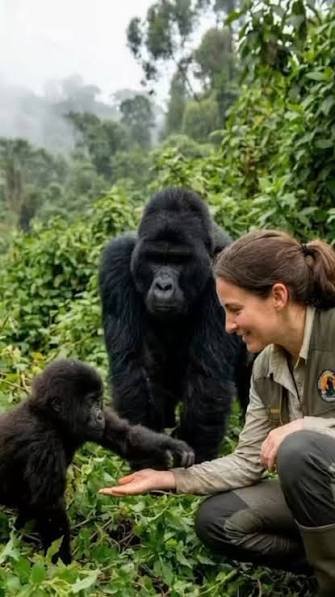 Hungarian Speaking Guides on Uganda and Rwanda Safari explaining how baby and juvenile gorillas behave during gorilla trekking