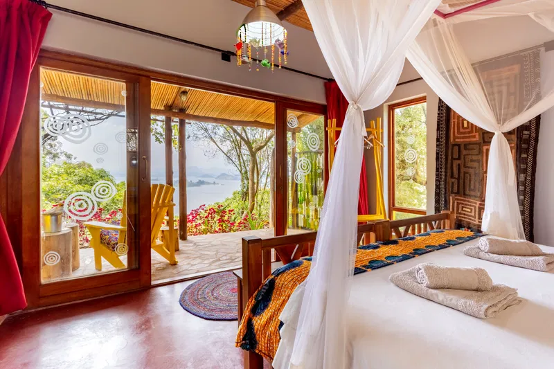 Gorilla Trekking at Chameleon Hill Lodge with Lake Mutanda views