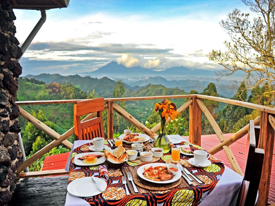 Breakfast before mountain gorilla trekking in Rwanda
