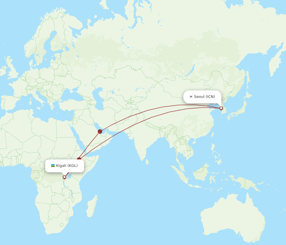 Kigali to Incheon Flight Route – Nextgen Safaris Kigali International Airport KGL and Incheon International Airport ICN – Flight Route Between Rwanda and South Korea