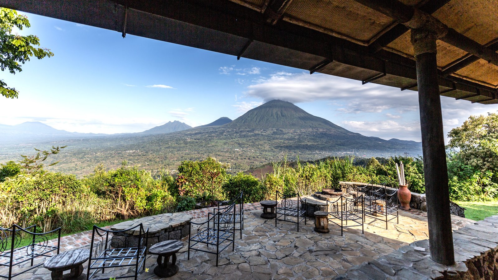 Private verandas with volcano views in Rwanda