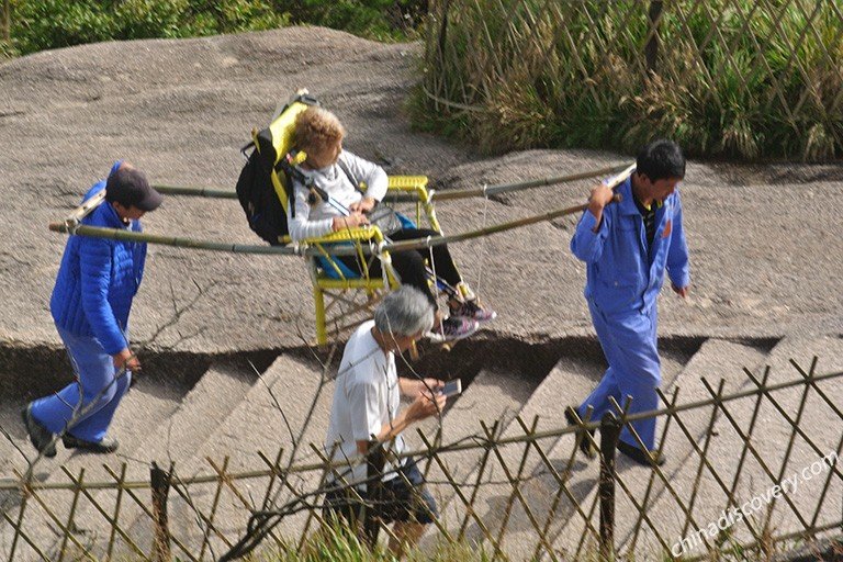 Sedan chair or ordinary porter for gorilla trekking