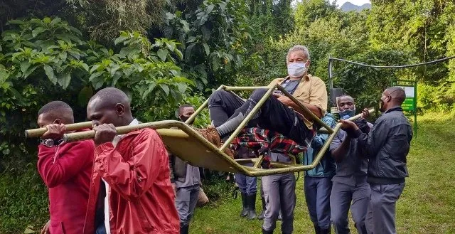 Sedan chair or ordinary porter for gorilla trekking
