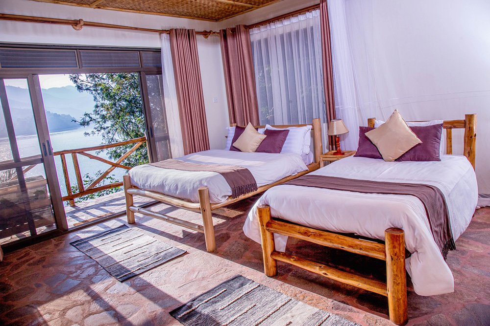 Twin rooms for friends and small safari groups at Le Bambou Gorilla Lodge Rwanda